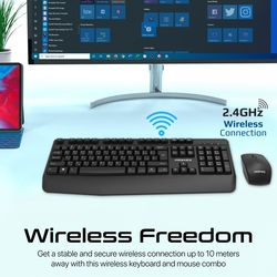 Promate Wireless Keyboard and Mouse Combo, Ergonomic Angled 2.4Ghz Wireless Keyboard with 1200 DPI Ambidextrous Mouse, Wrist Rest, Nano USB Receiver, Media Keys, for iMac, MacBook Air, ASUS